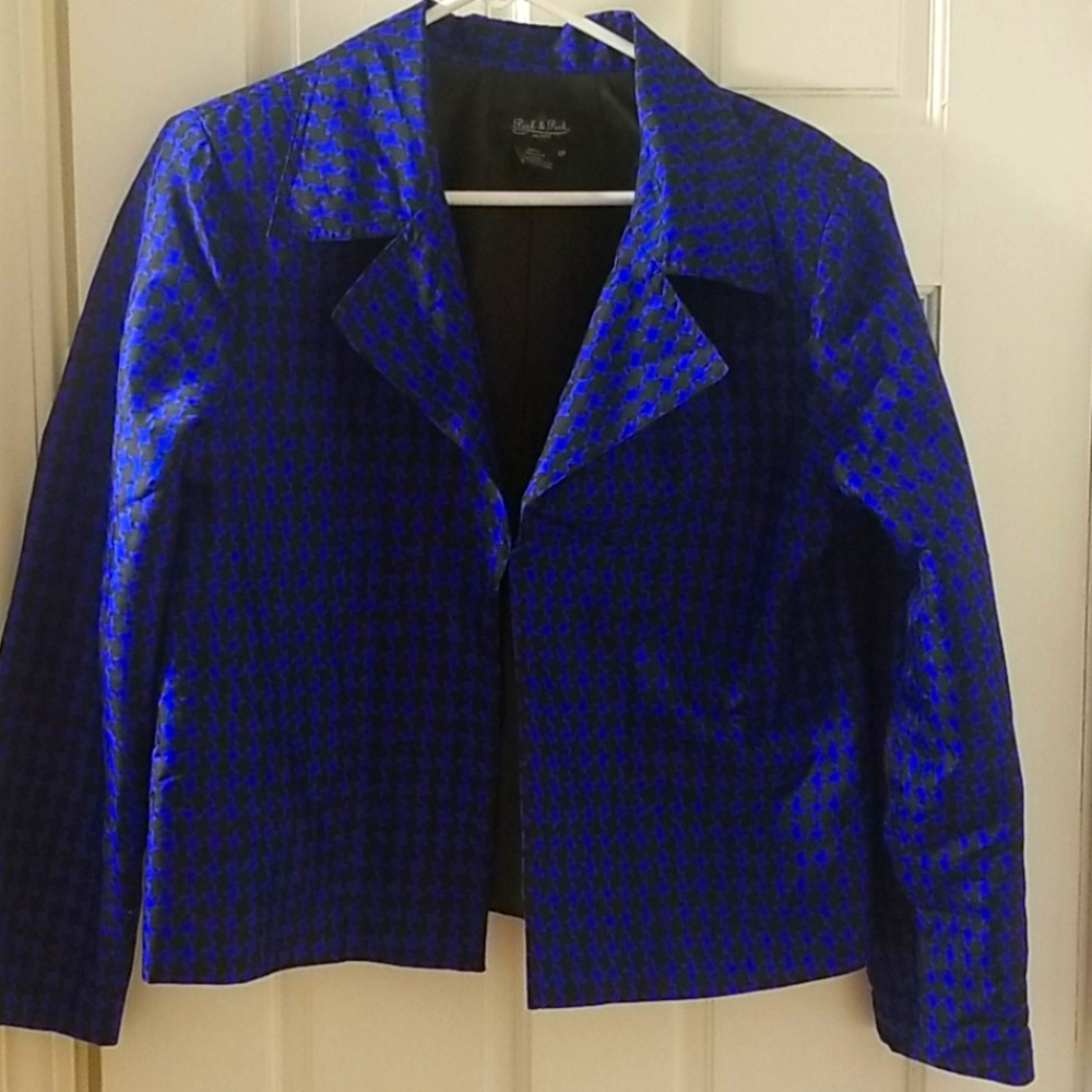 Peck and Peck cobalt blue and black jacket